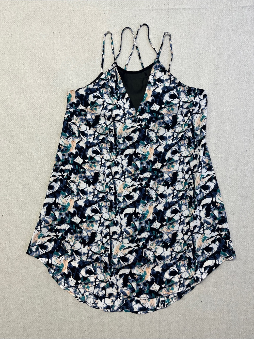 ASTR Floral Mesh Back Mini Dress Blue Black Strappy XS
